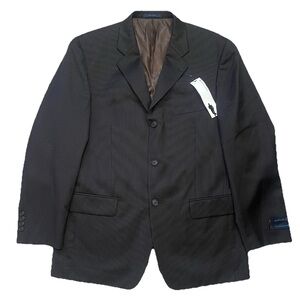 NWT Material London Pinstripe 100% Wool Blazer Black‎ Sport Coat Mens 42R NEW